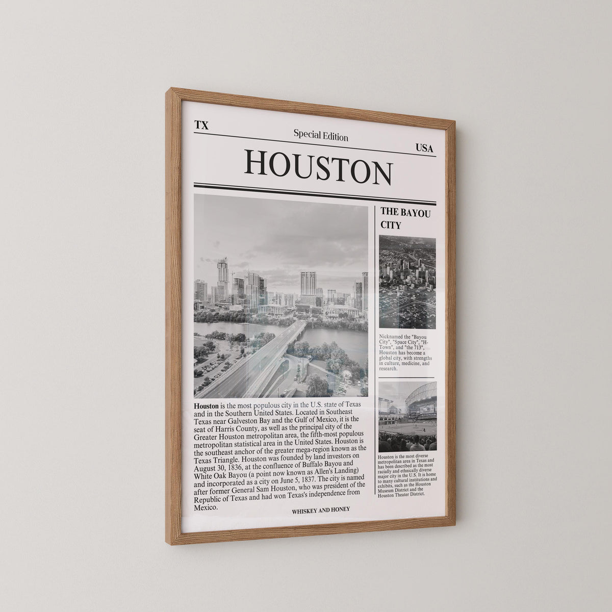 Houston Texas Newspaper Print