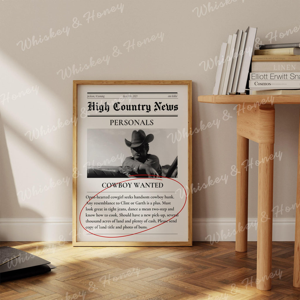 Cowboy Wanted Newspaper Print