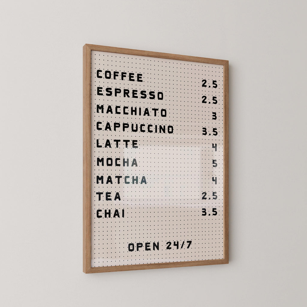 Coffee Bar Menu Print
