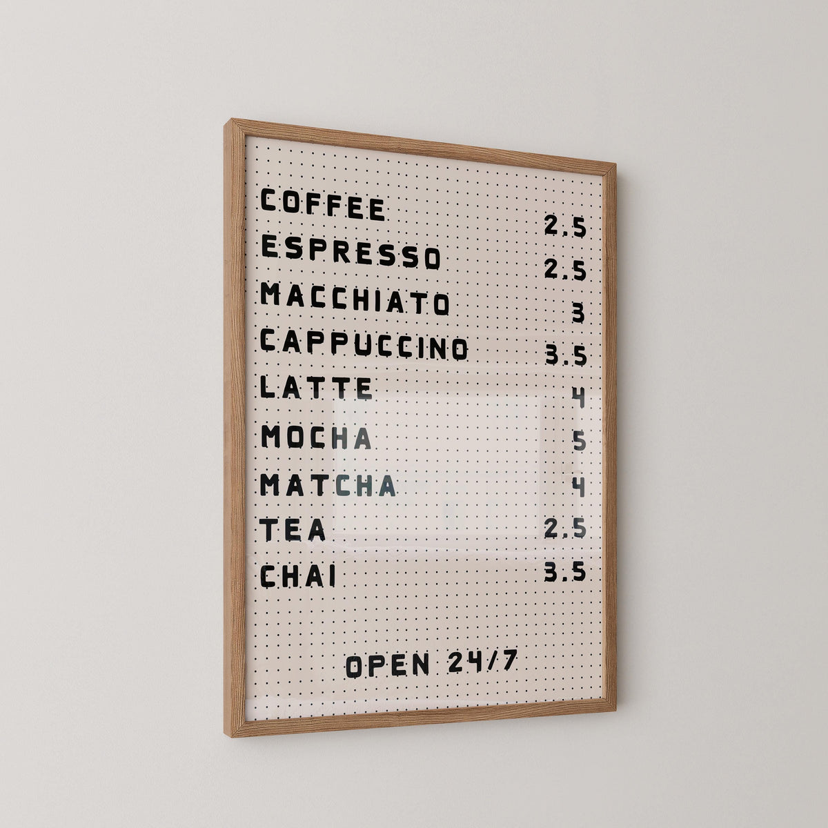 Coffee Bar Menu Print