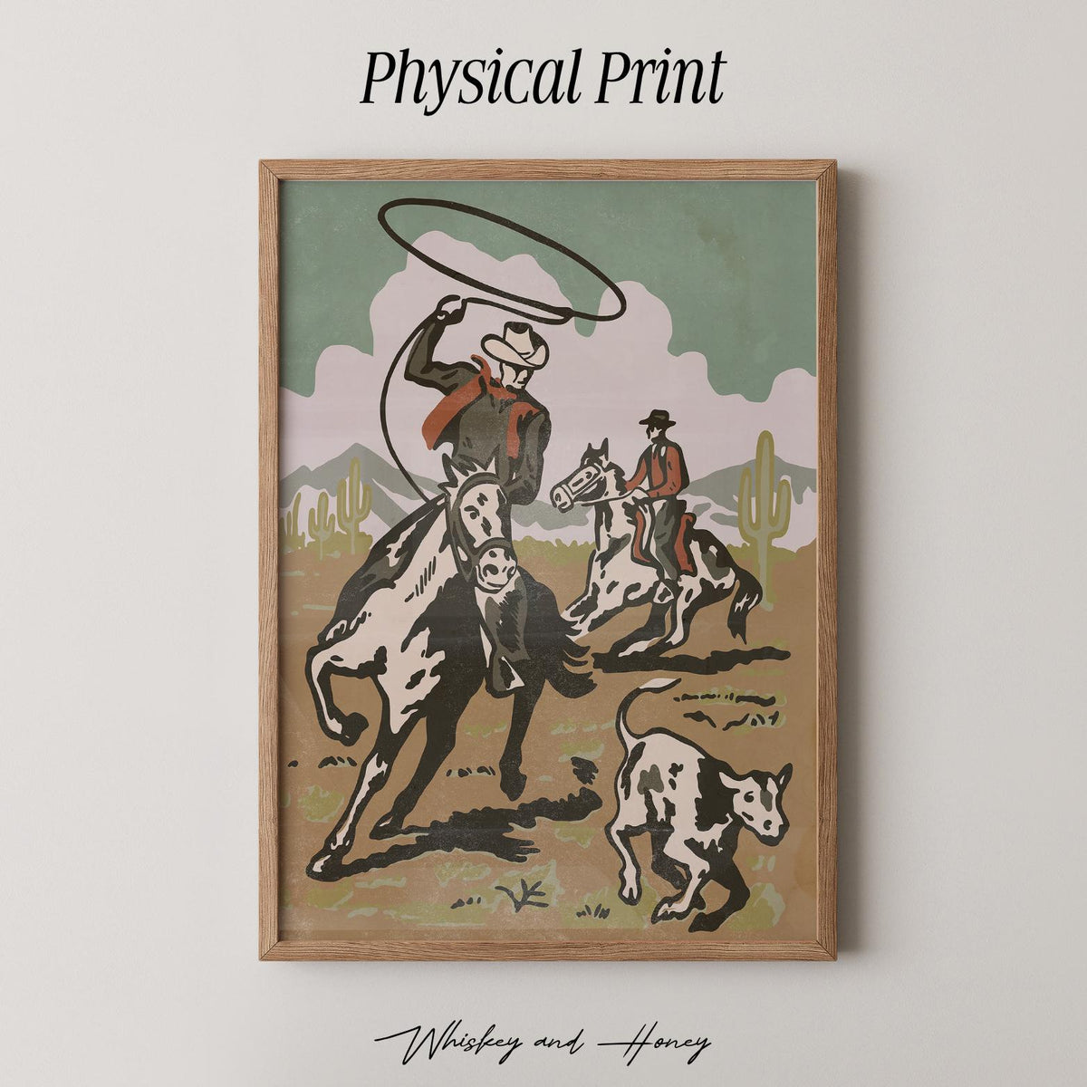 Vintage Roping Cowboys Print