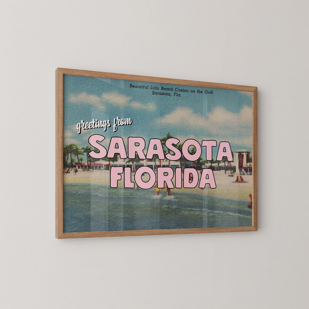 Vintage Greetings From Sarasota Florida Art Print