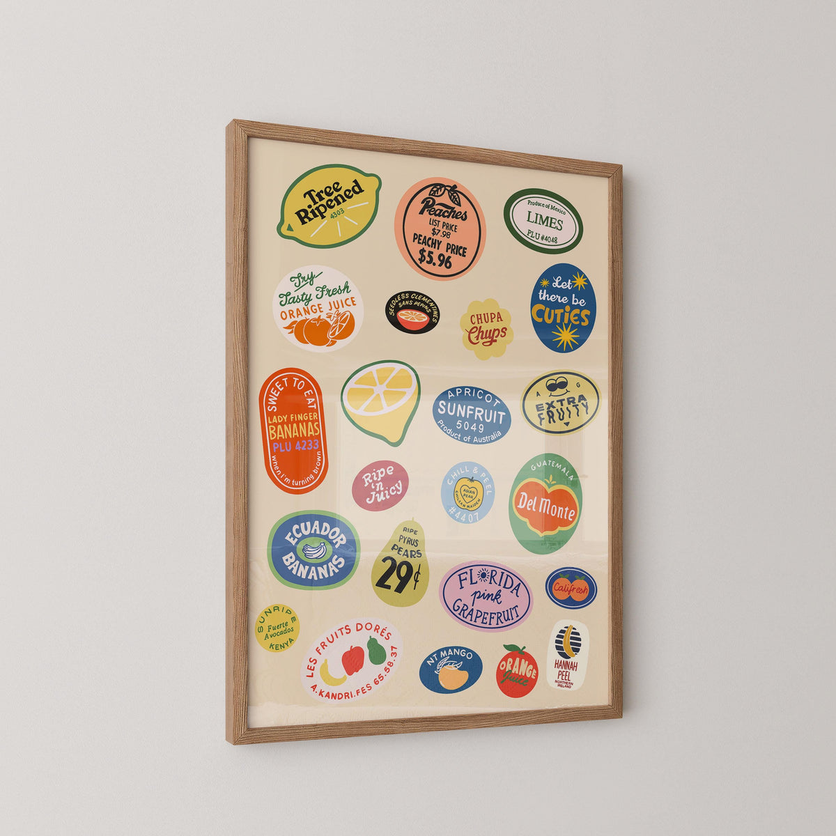 Vintage Fruit Stickers Art Print