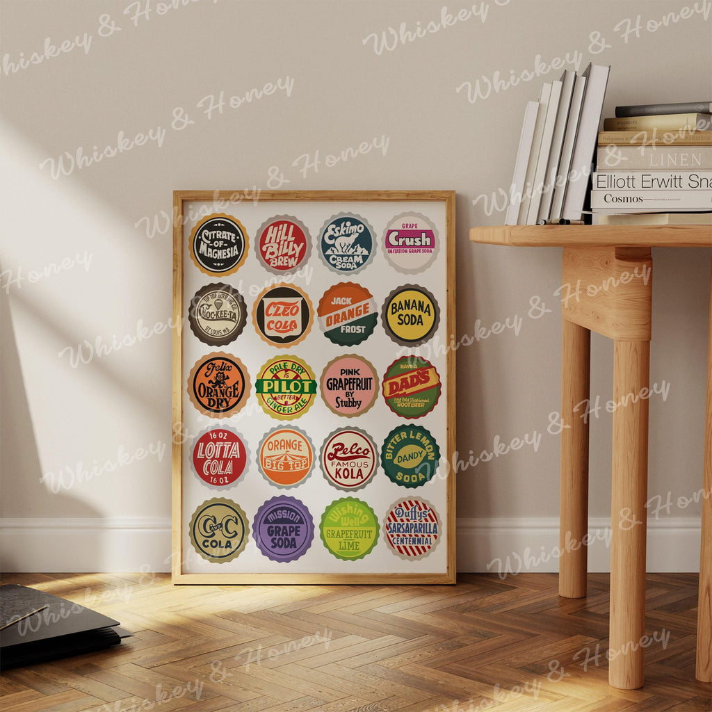 Vintage Soda Bottle Cap Print