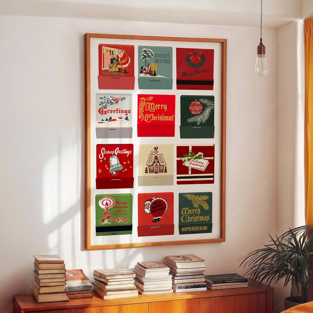 Vintage Christmas Matchbook Art Print