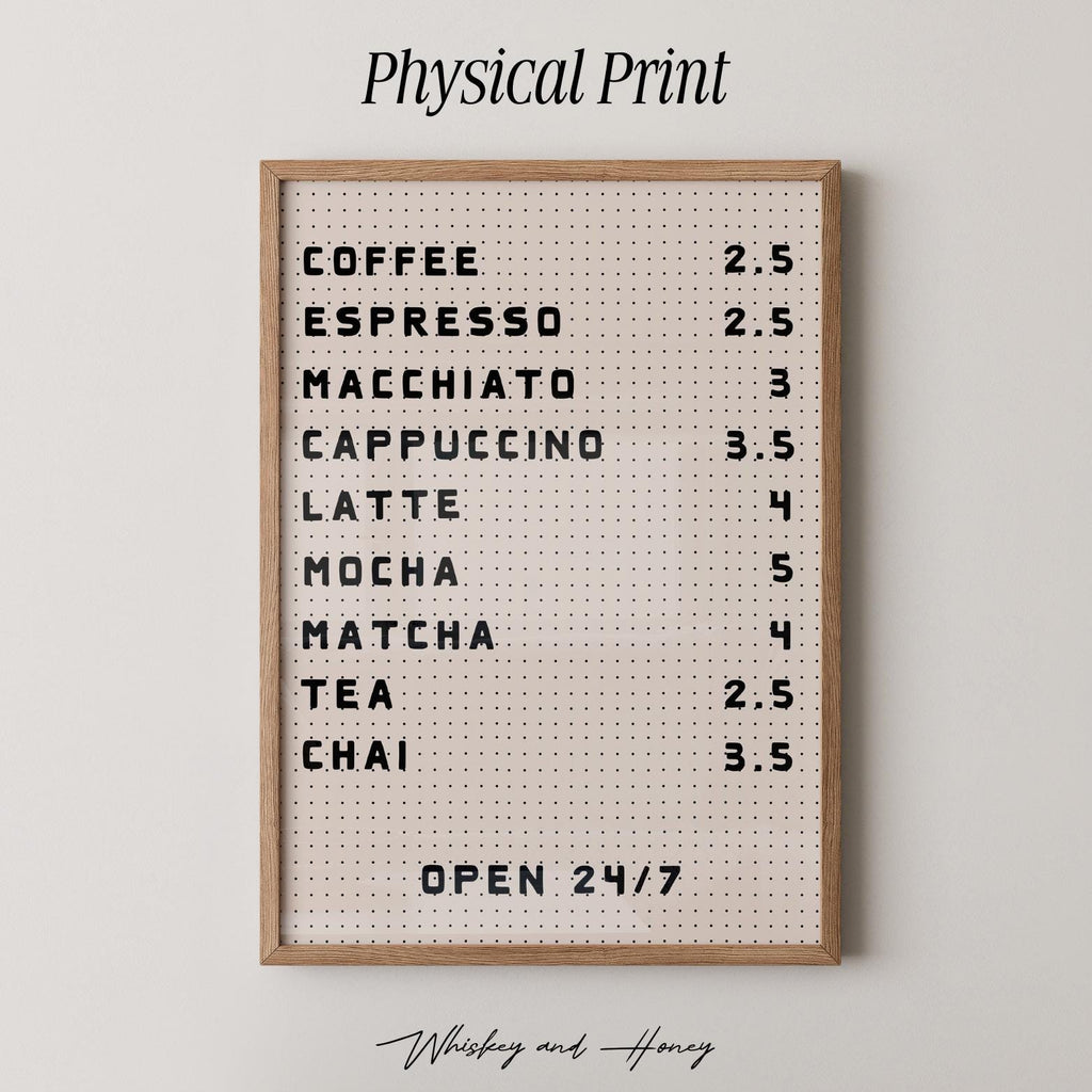 Coffee Bar Menu Print