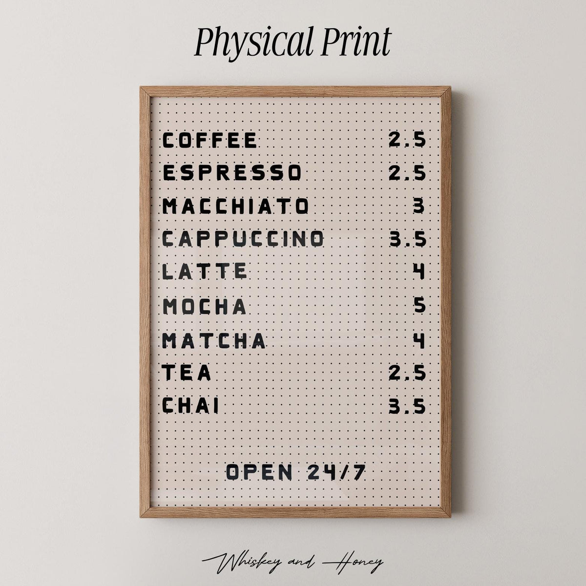 Coffee Bar Menu Print