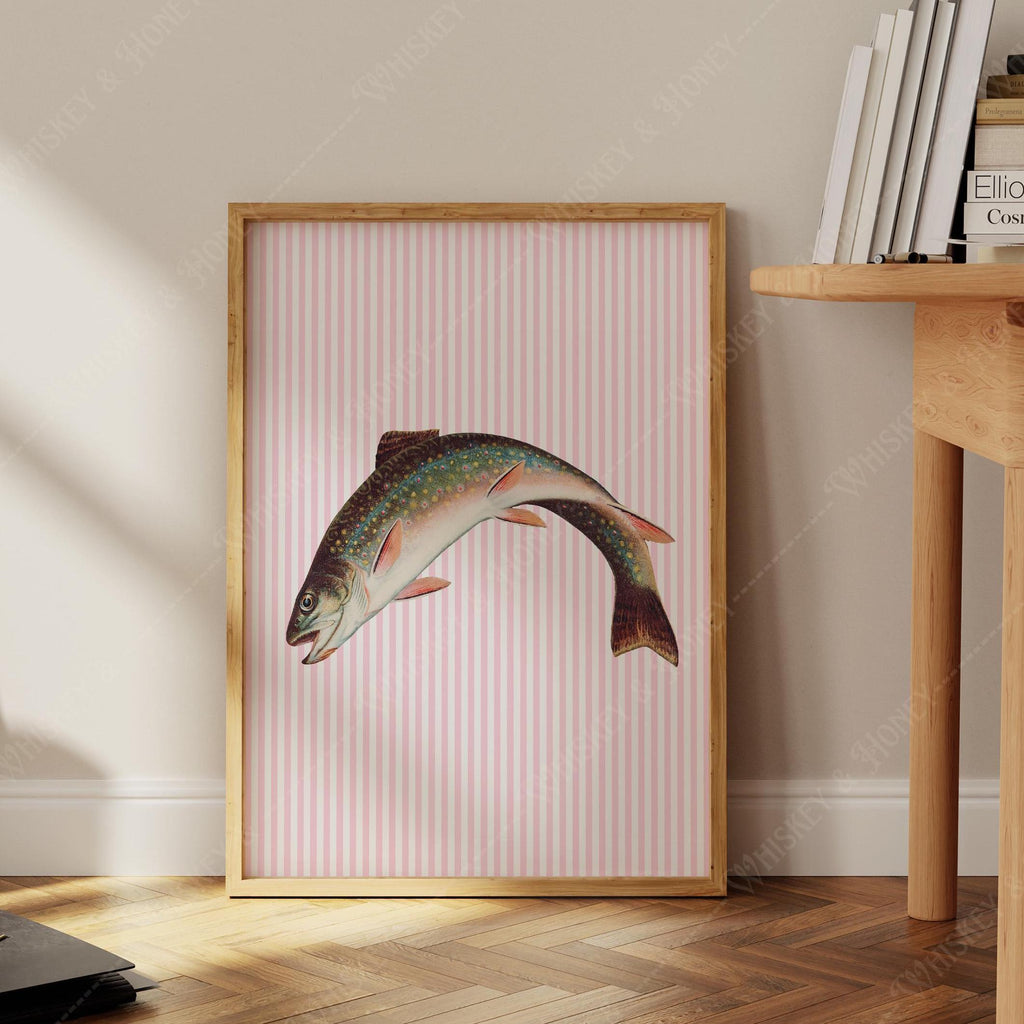 Vintage Jumping Trout Print