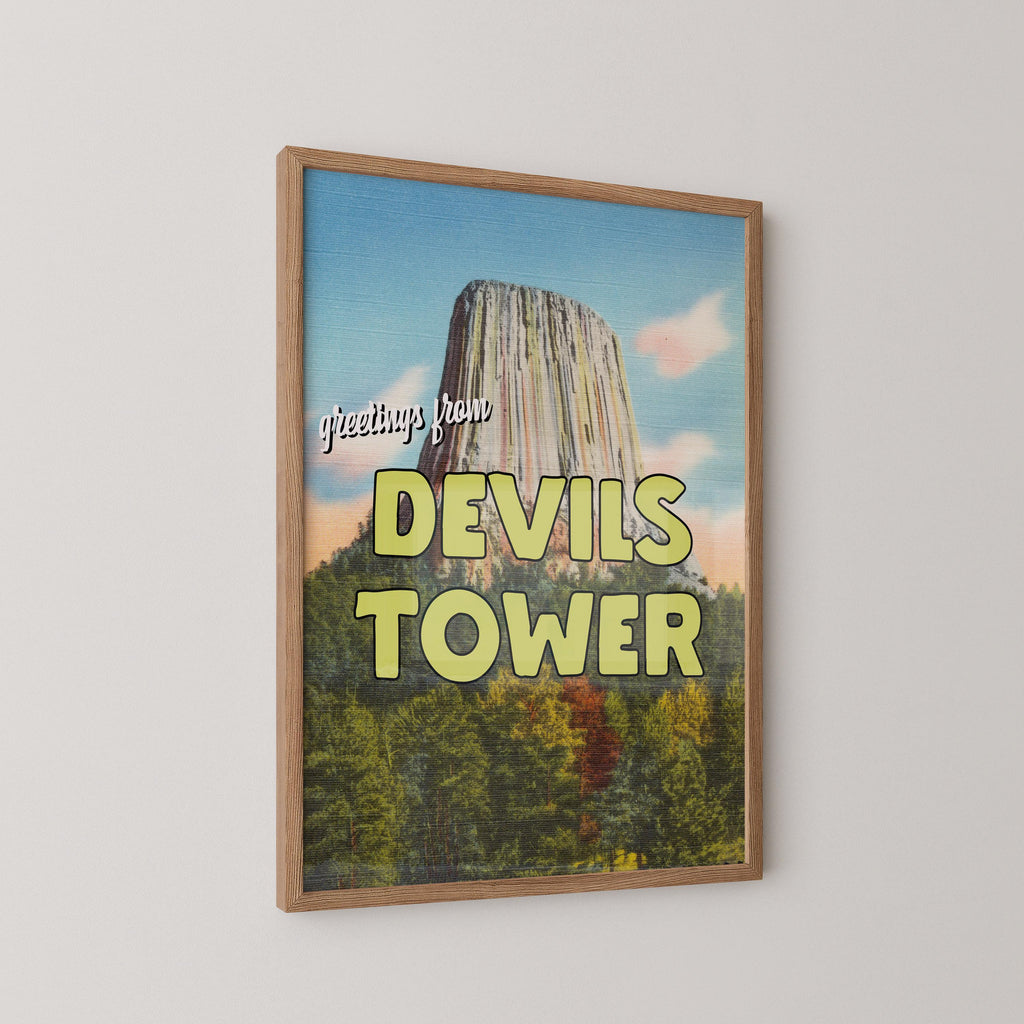 Vintage Greetings From Devils Tower Print
