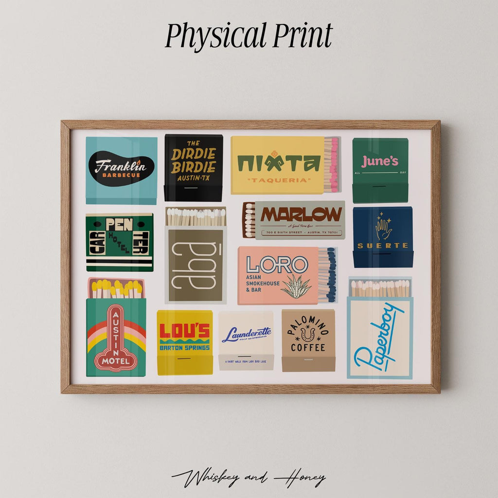 Austin TX Horizontal Matchbook Art Print