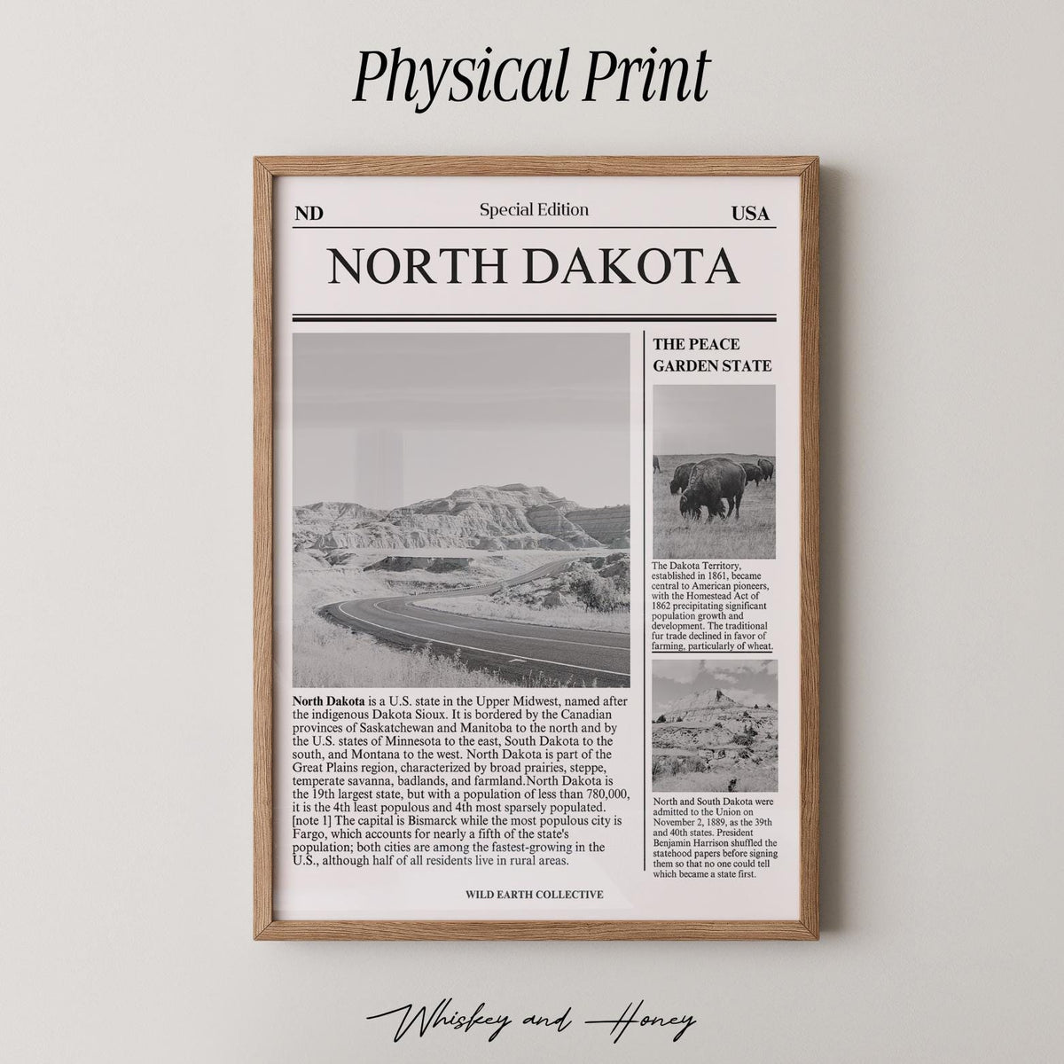 North Dakota Newspaper Art Print