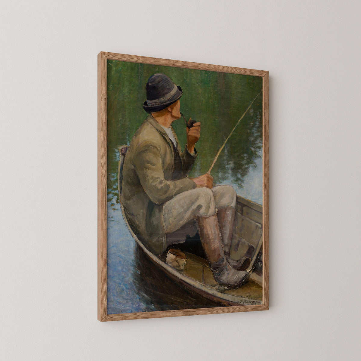 Vintage Fisherman Painting Print