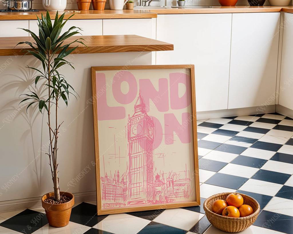 Pink London Travel Print