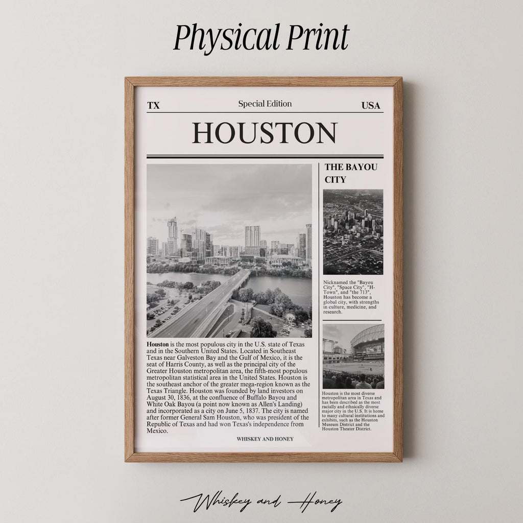 Houston Texas Newspaper Print