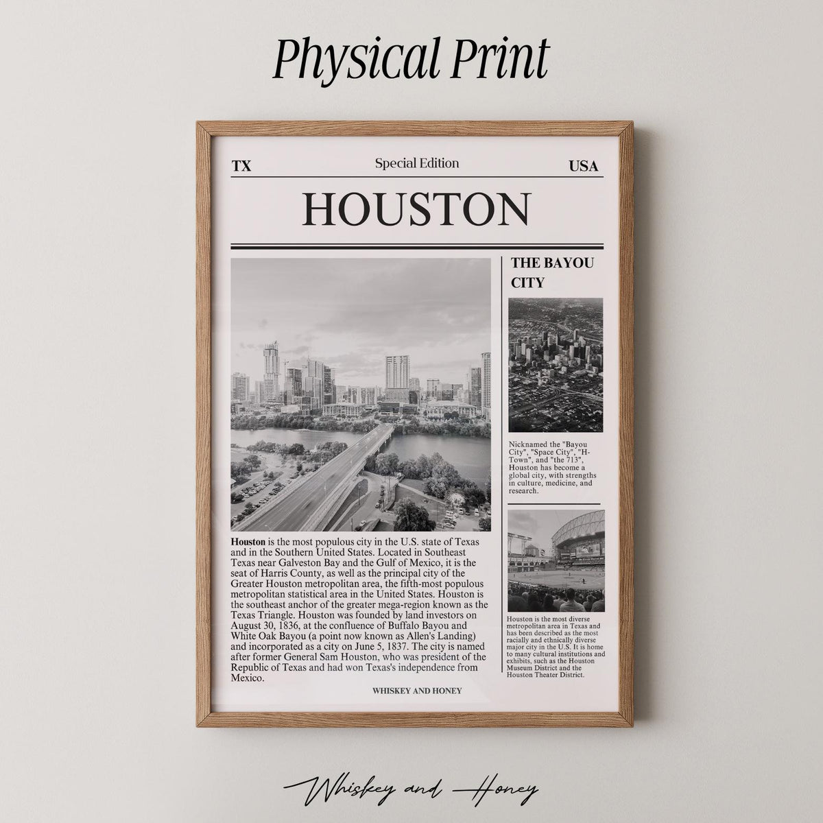 Houston Texas Newspaper Print