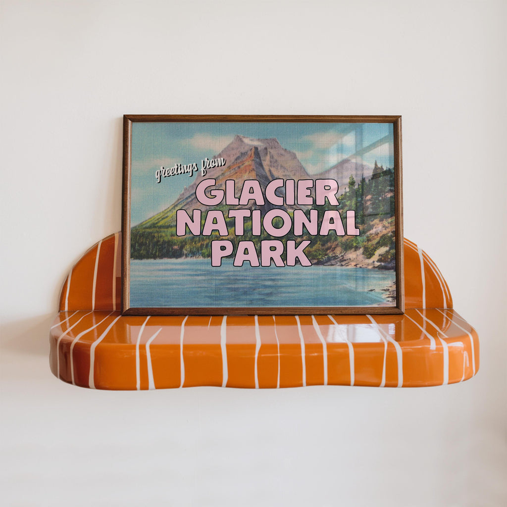 Greetings from Glacier National Park Postcard Print