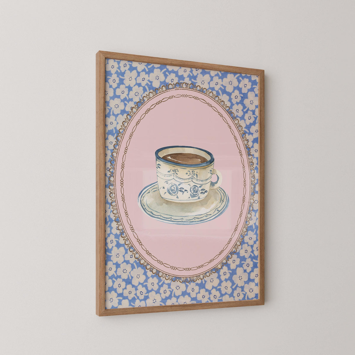 Cottagecore Floral Coffee Cup Print