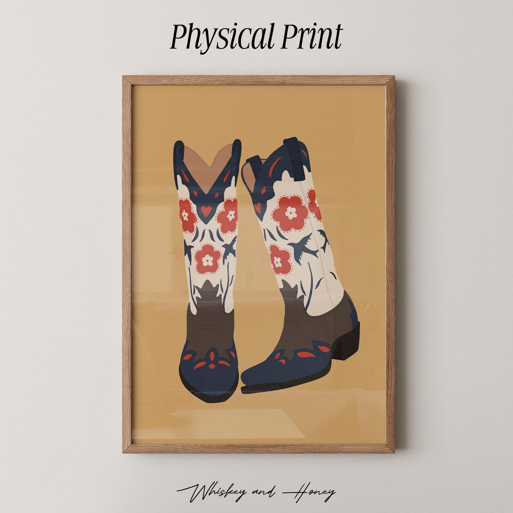 Flower Cowgirl Boots Print