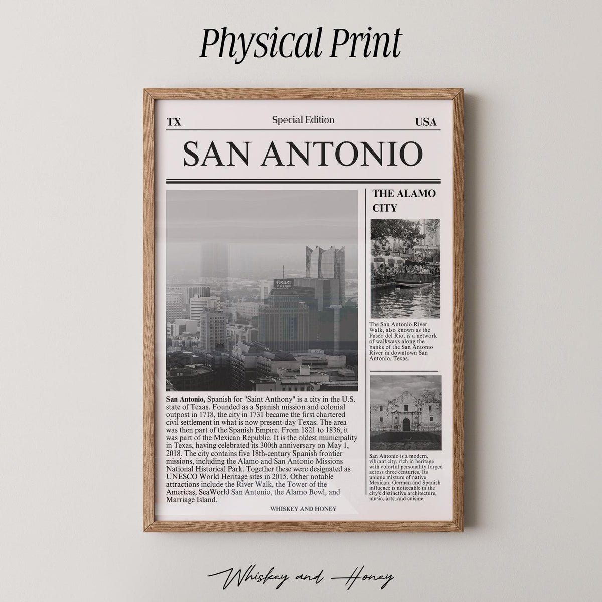San Antonio Texas Newspaper Print