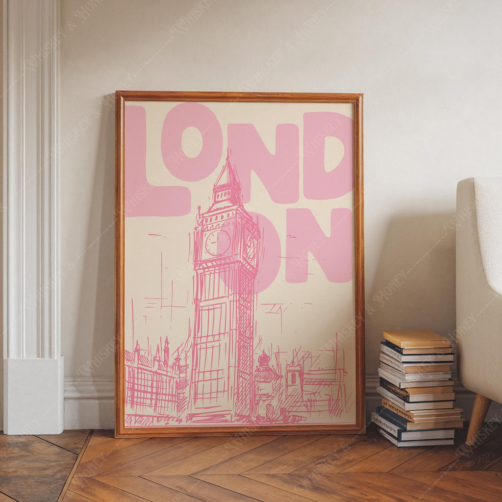 Pink London Travel Print