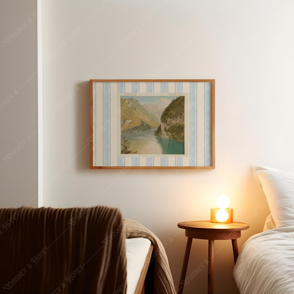 Vintage River Oil Painting Print