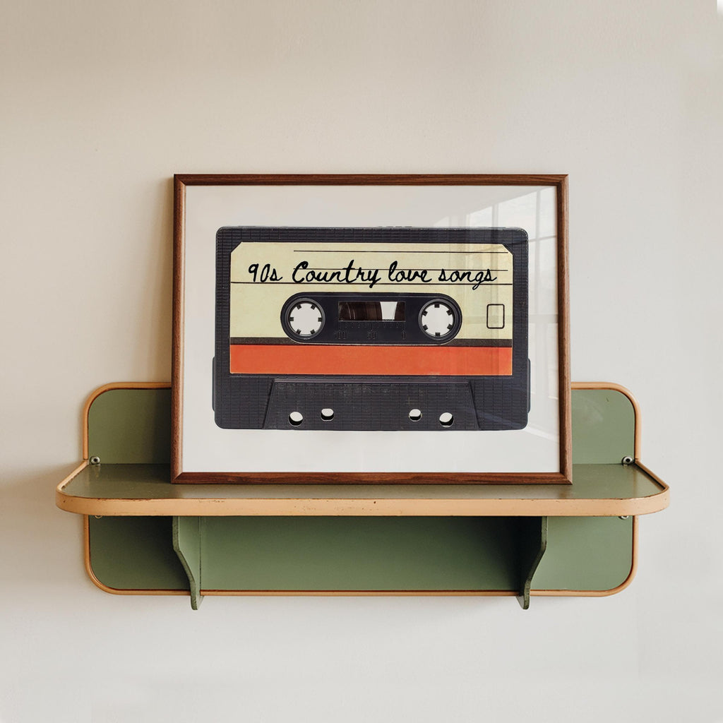 90s Country Love Songs Cassette Tape Print