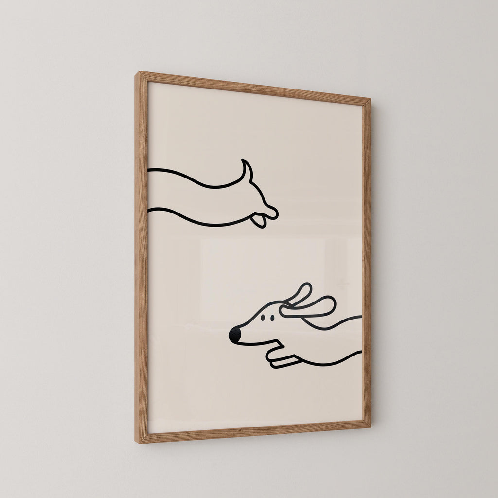 Funny Dachshund Line Art Print