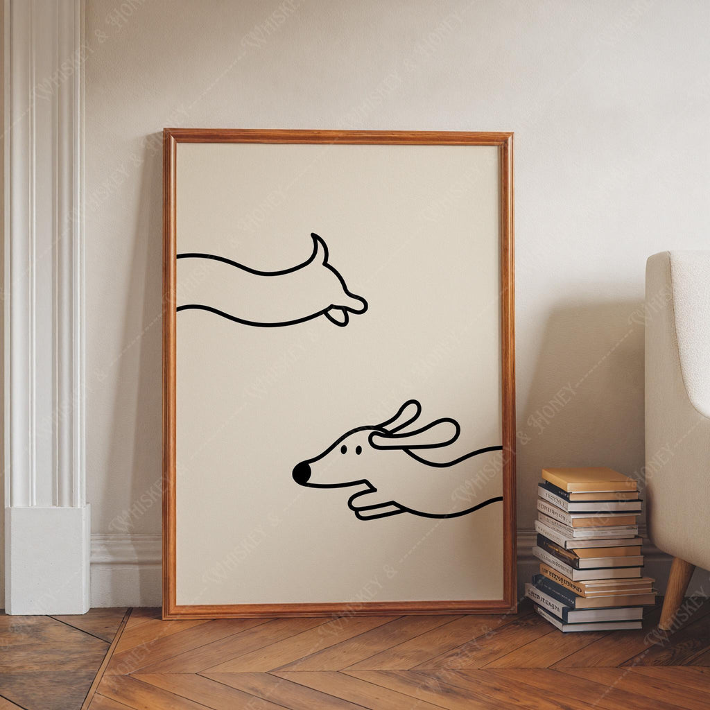 Funny Dachshund Line Art Print