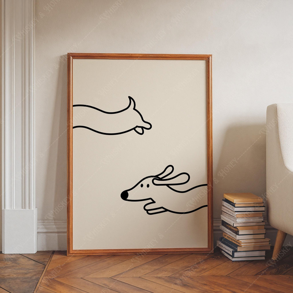 Funny Dachshund Line Art Print