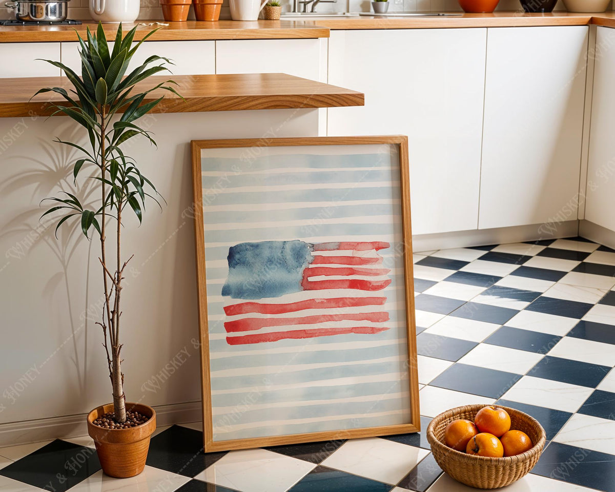 Watercolor American Flag Print