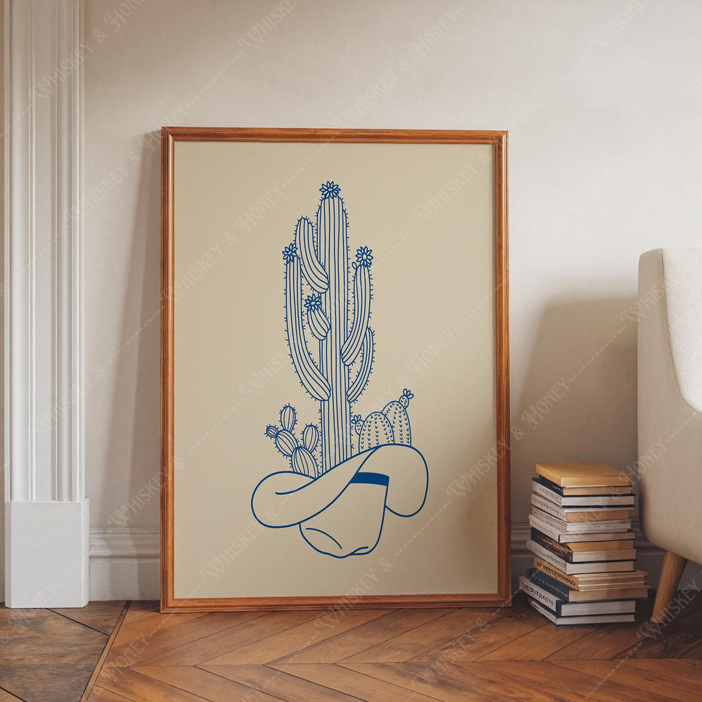 Cactus and Cowboy Hat Print