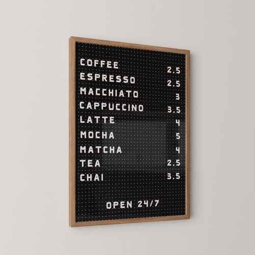 Black Coffee Bar Menu Print